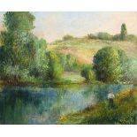 LEDOGARD, Georges. Postimpressionistische Sommerlandschaft am Fluss Oise.