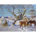 BLINOW, Viktor (блинов, Виктор) (* 1928 Smolensk). Winterbild mit Pferden.