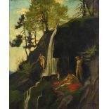 HEMPFING, Wilhelm (1889 Schönau - 1948 Karlsruhe). Badende Frauen am Wasserfall.