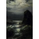 CASESSI, Gabrielo Bartolomeo (1840 - 1900). Felsige Küste im Mondschein.