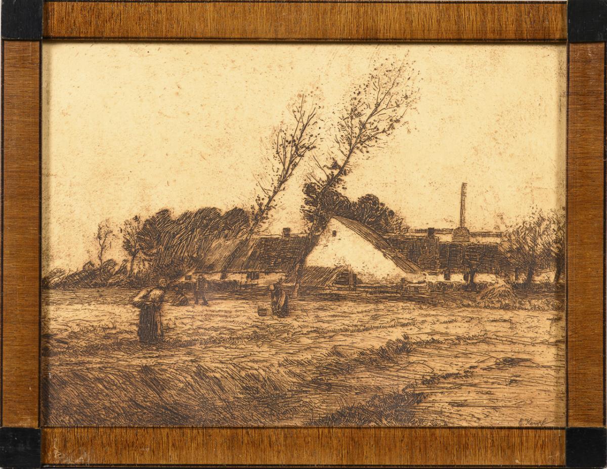 KAMPF, Eugen (1861 Aachen - 1933 Düsseldorf). Dorfansicht mit Windmühle. - Image 2 of 2