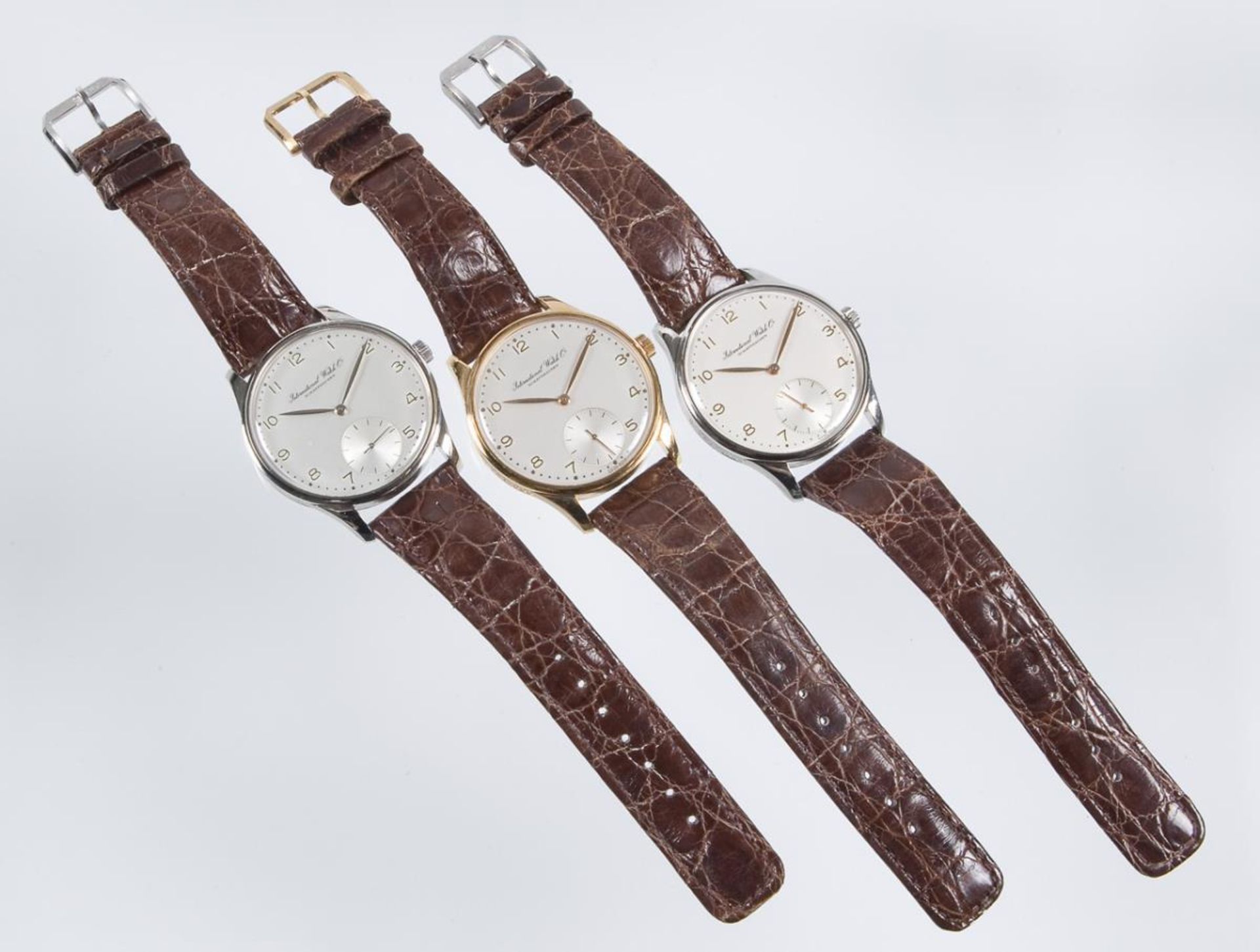 Set von 3 Portugieser-Armbanduhren in Platin, Gold und Edelstahl.. IWC SCHAFFHAUSEN. - Bild 3 aus 13