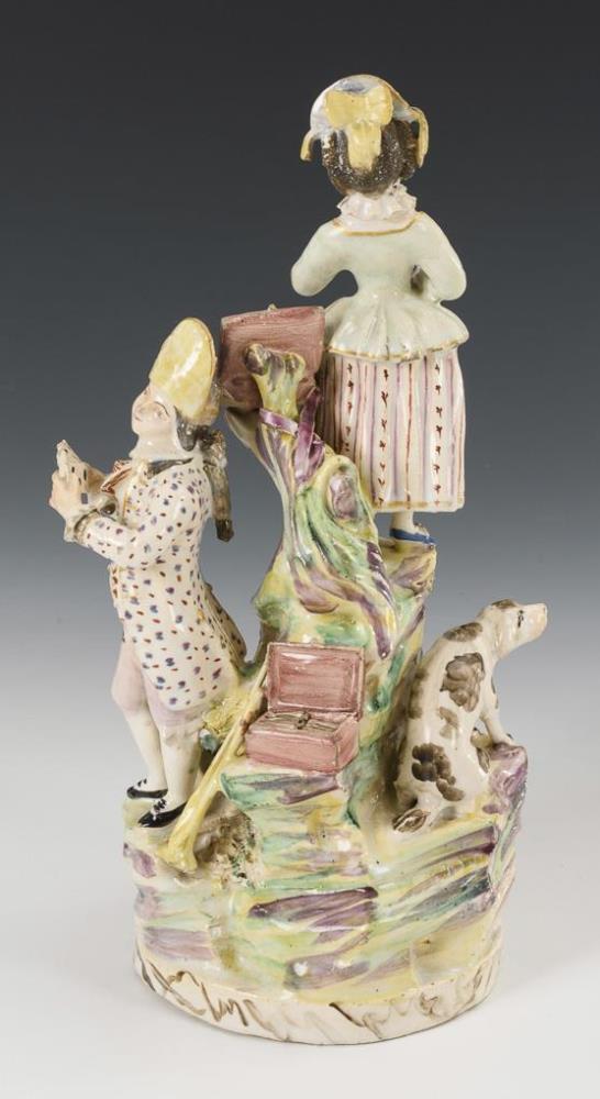 Barocke Fayence-Figurengruppe mit Hund und Affe. - Image 4 of 4