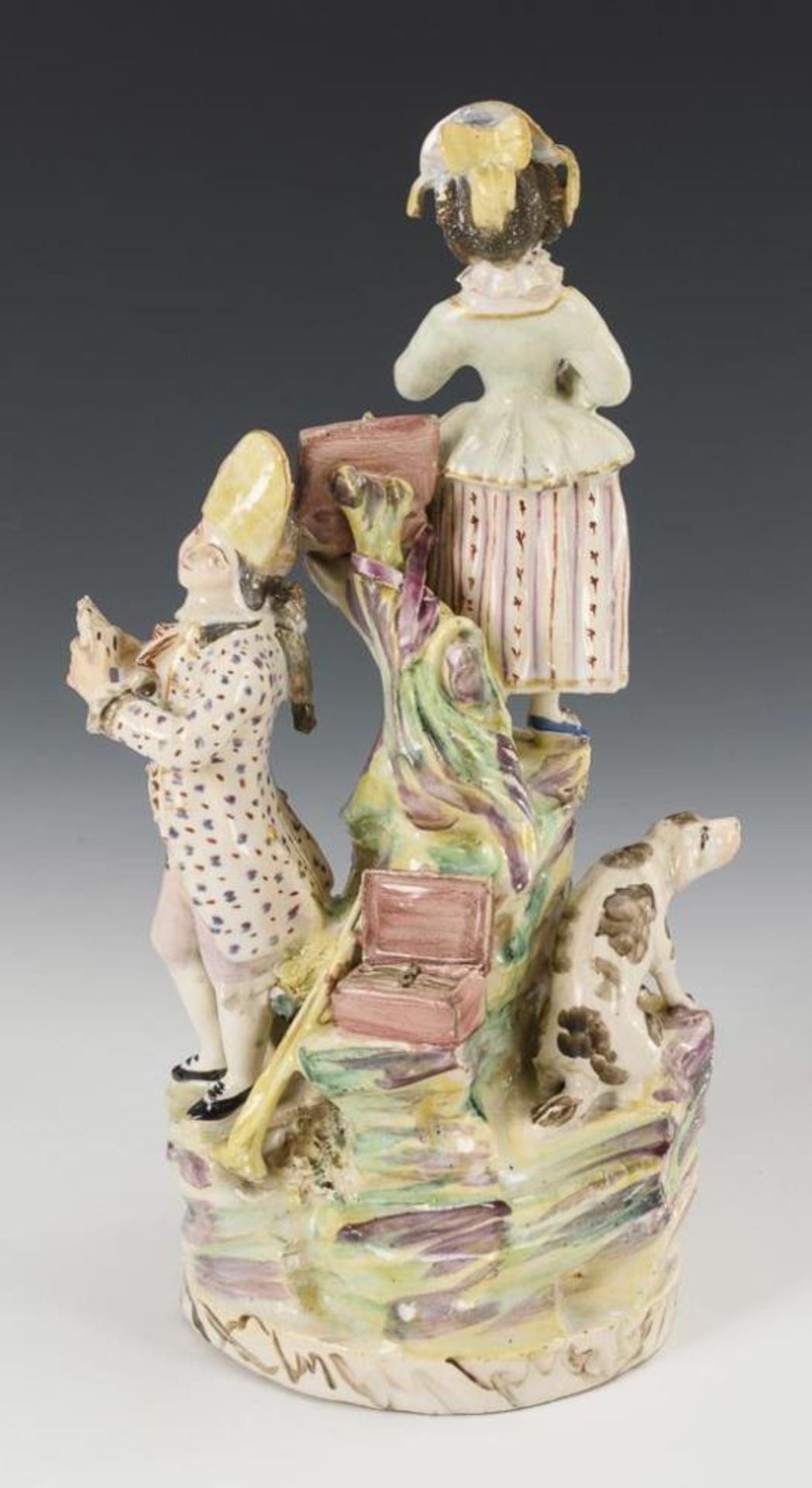 Barocke Fayence-Figurengruppe mit Hund und Affe. - Bild 4 aus 4