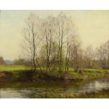 FRANKE, Hanni (1890 Horchheim - 1973 Frankfurt/Main). "An der Nidda, Vorfrühling".