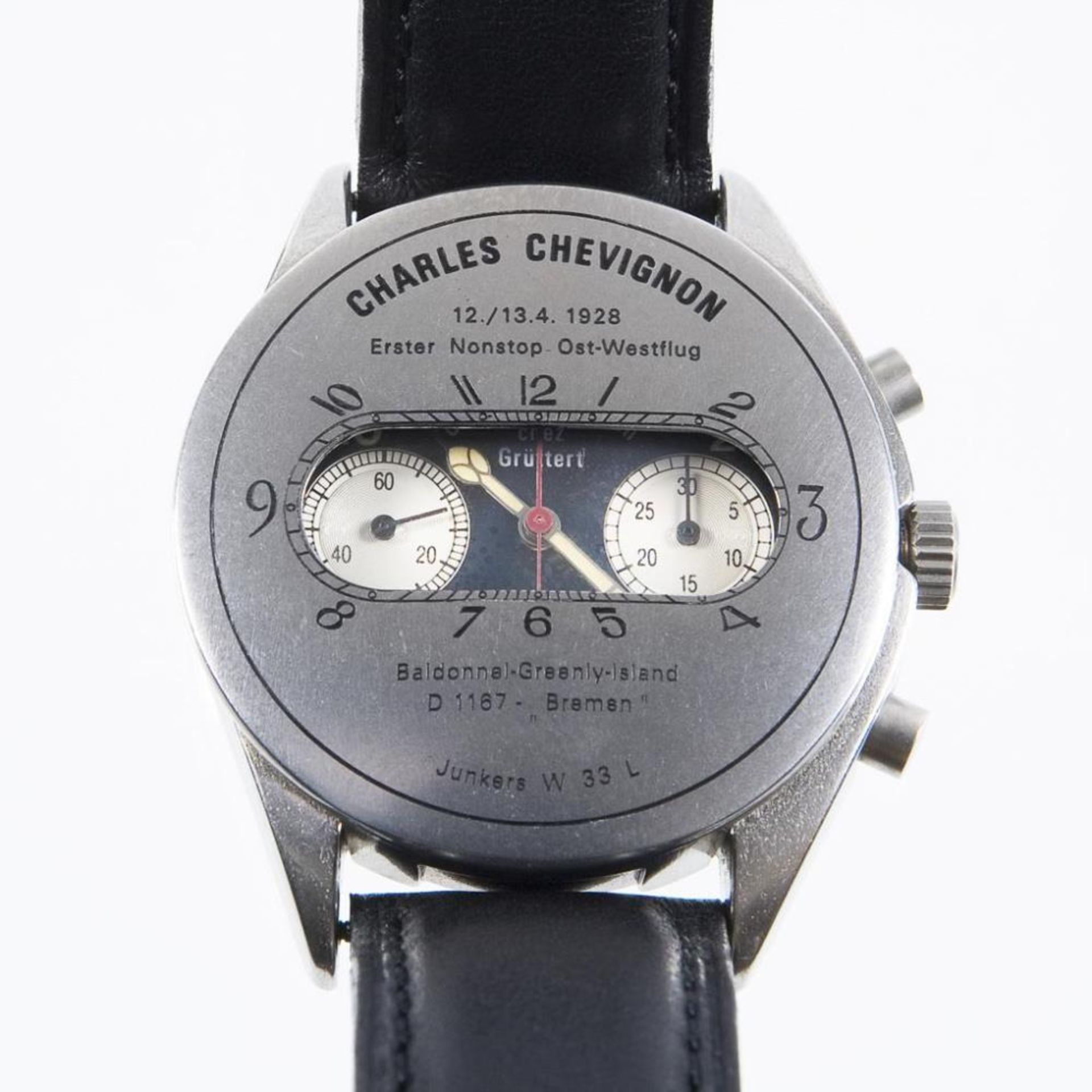 Armbanduhr: Fliegerchronograph 1892-1992.. CHARLES CHEVIGNON. - Bild 5 aus 10