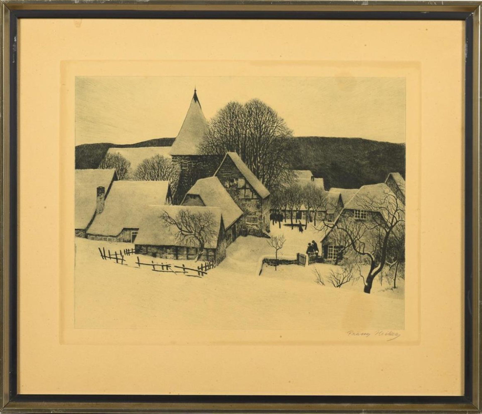 HECKER, Franz (1870 Bersenbrück - 1944 Osnabrück). Winterliche Dorfansicht. - Bild 2 aus 2