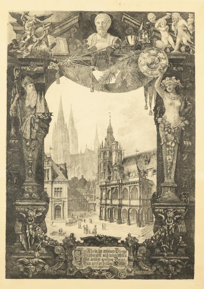 MANNFELD, Bernhard Karl Julius (1848 Dresden - 1925 Frankfurt/Main). Großformatige Ansicht des Kölne