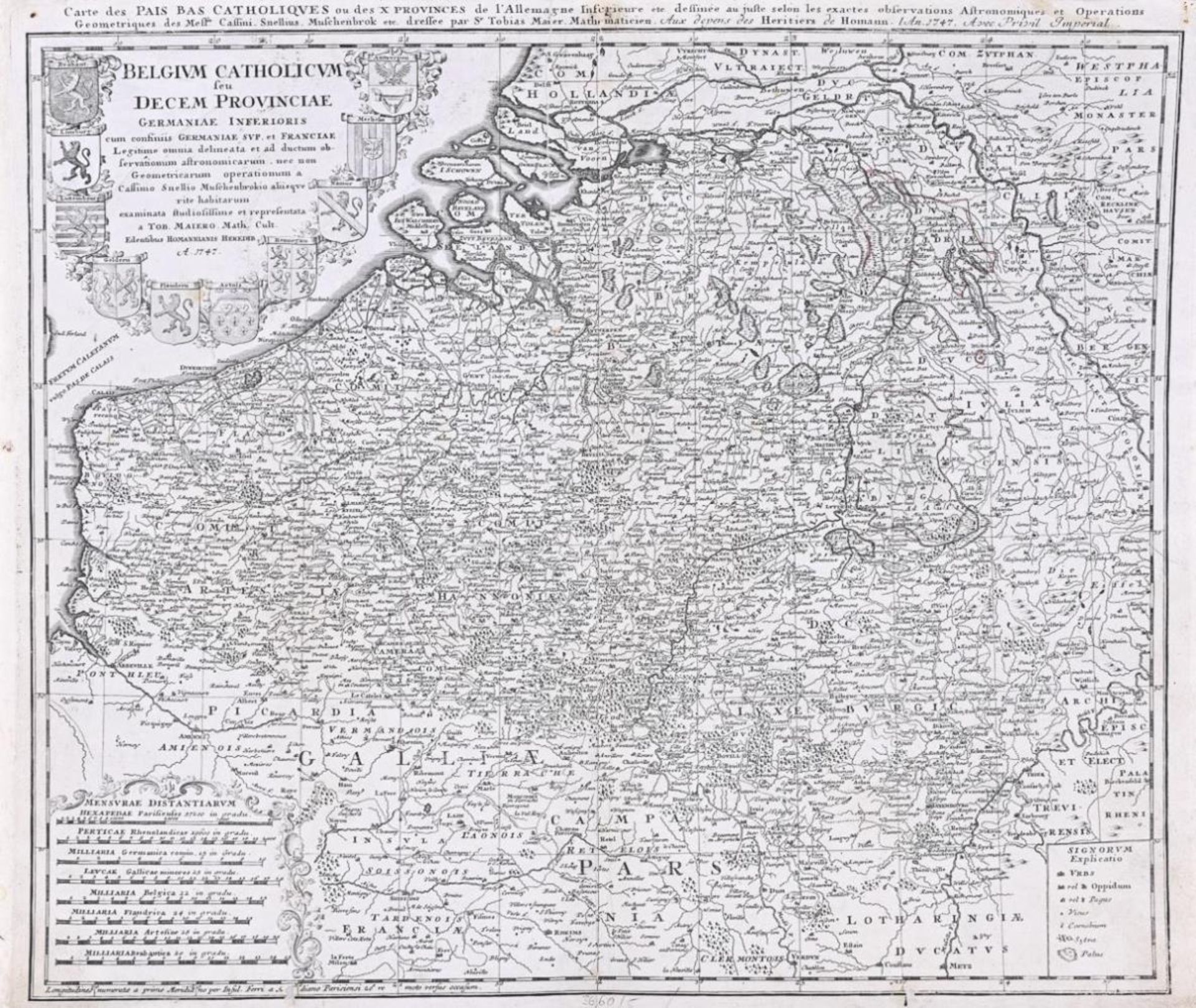 HOMANN, Johann Baptist (Erben). Landkarte der Österreichischen Niederlande.