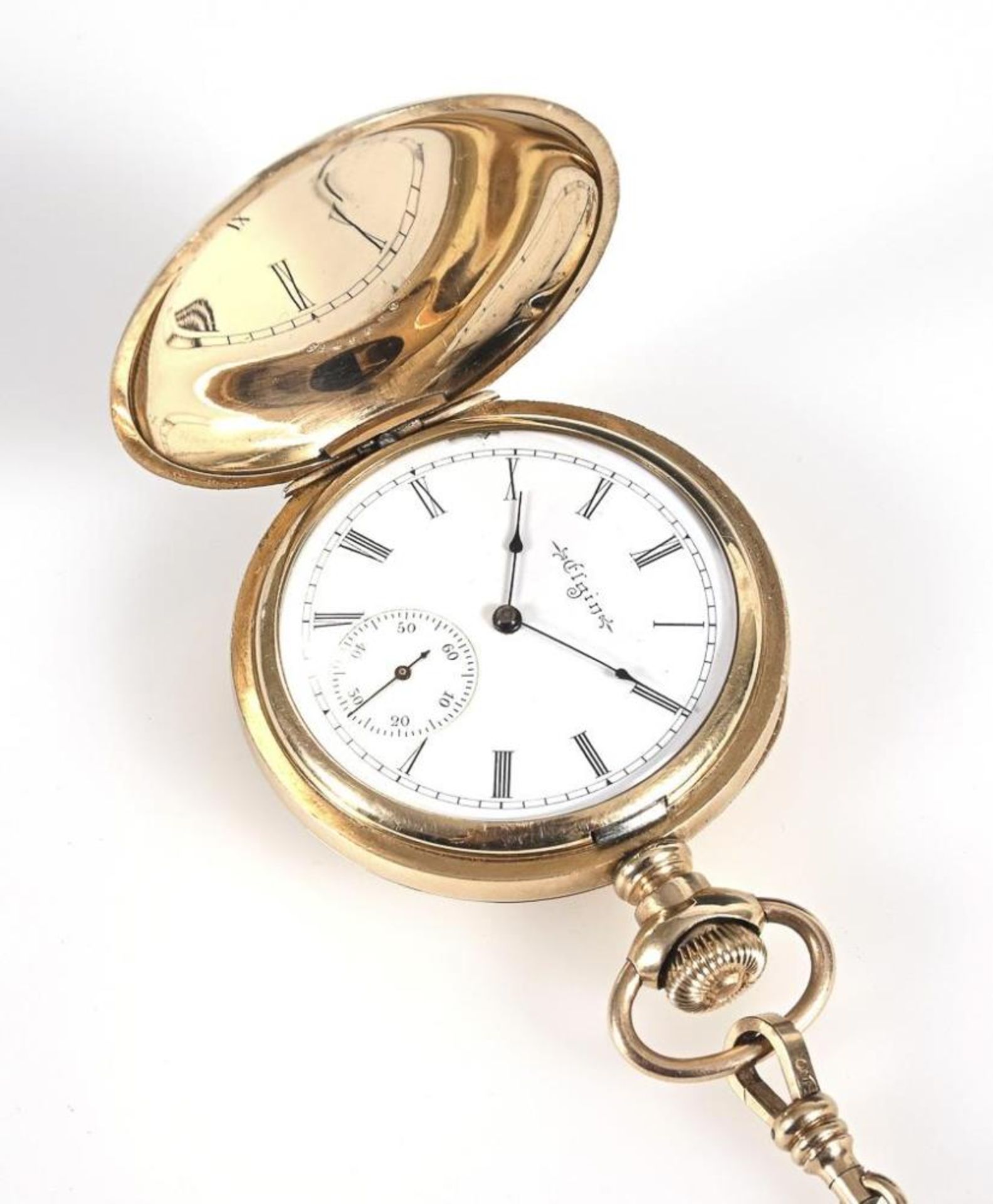 Elegante Savonnette mit Kette in Etui.. ELGIN International Watch Co.