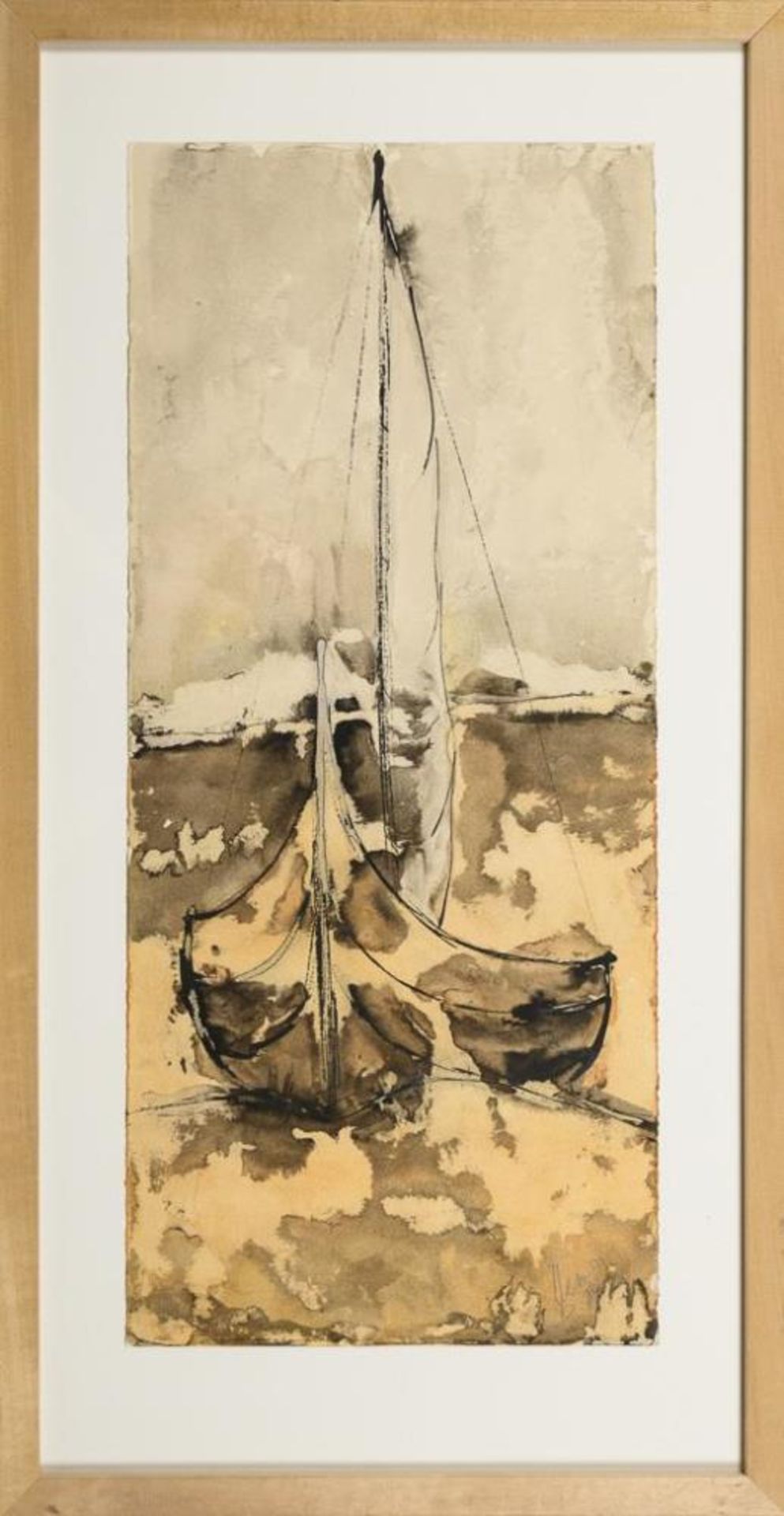LEMAN, Ulrich (1885 Düsseldorf - 1988 Deià/Mallorca). Anlandendes Boot. - Image 2 of 3