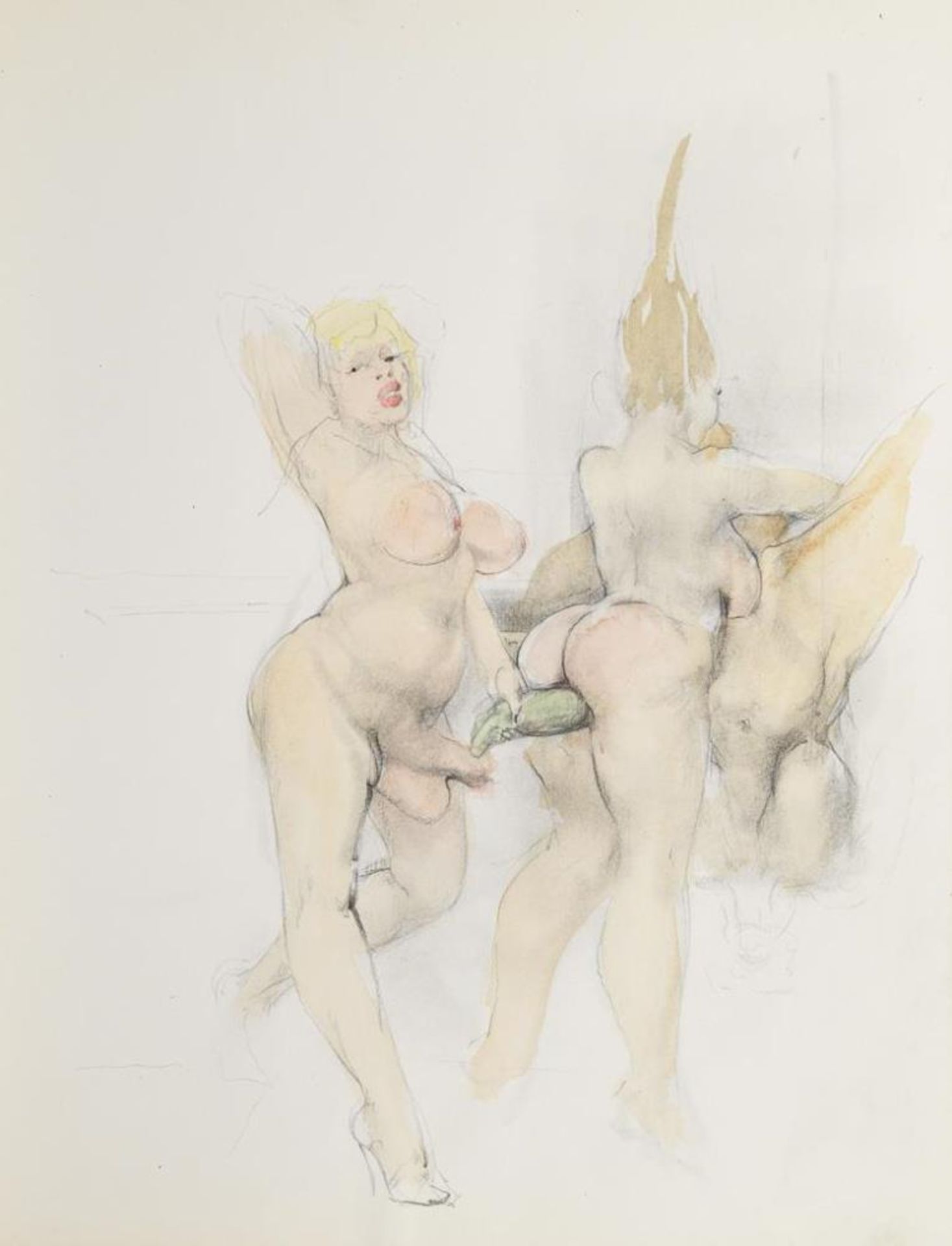 SCHIEDRUM, Rolfdieter (1930 - 2011). Konvolut mit 9 erotisch-pornografischen Blättern. - Image 3 of 5