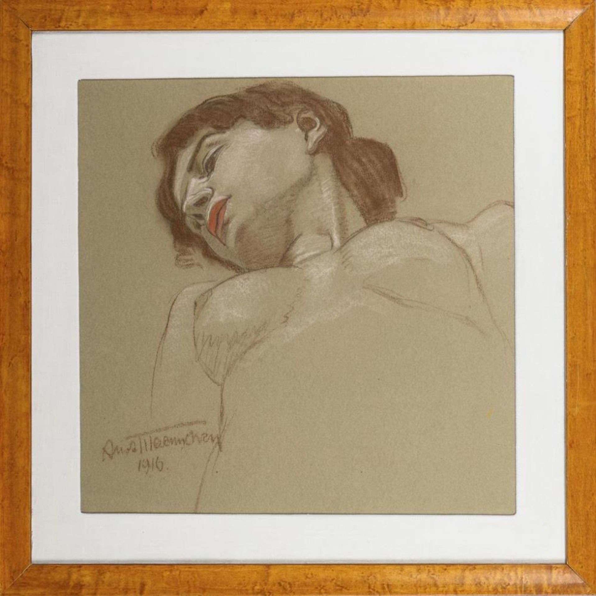 MAENNCHEN, Albert (1873 Rudolstadt - 1935 Berlin). Kopf- und Brustbereich eines weiblichen Aktes. - Bild 2 aus 2