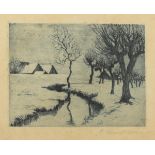 SCHMIDT-BONN, Henriette (1873 Bonn - 1946 Willingshausen). Dörfliche Winterlandschaft.