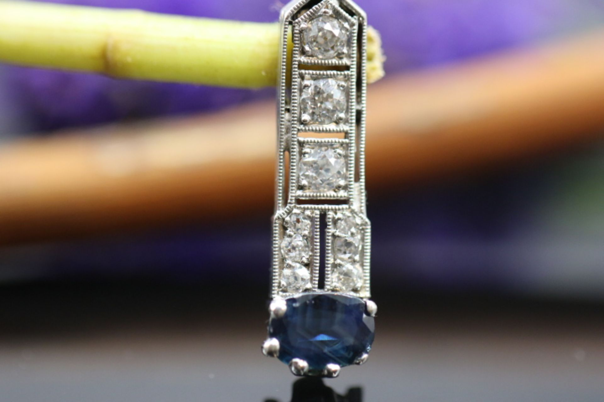 Art-Deco Anhänger mit Diamanten und Safir - Image 3 of 7