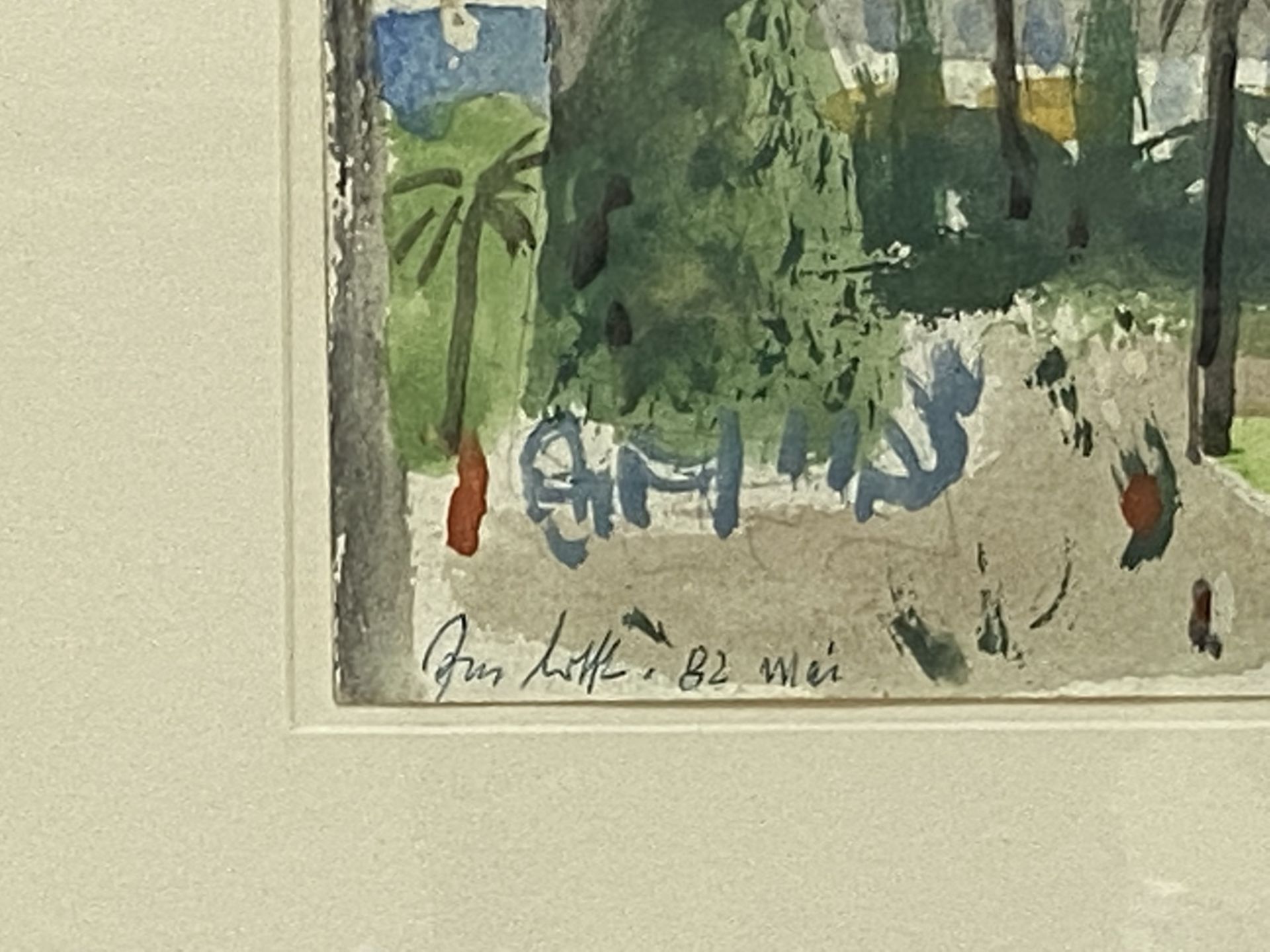 Kleines Aquarell "Palmen im Park" - Image 4 of 6
