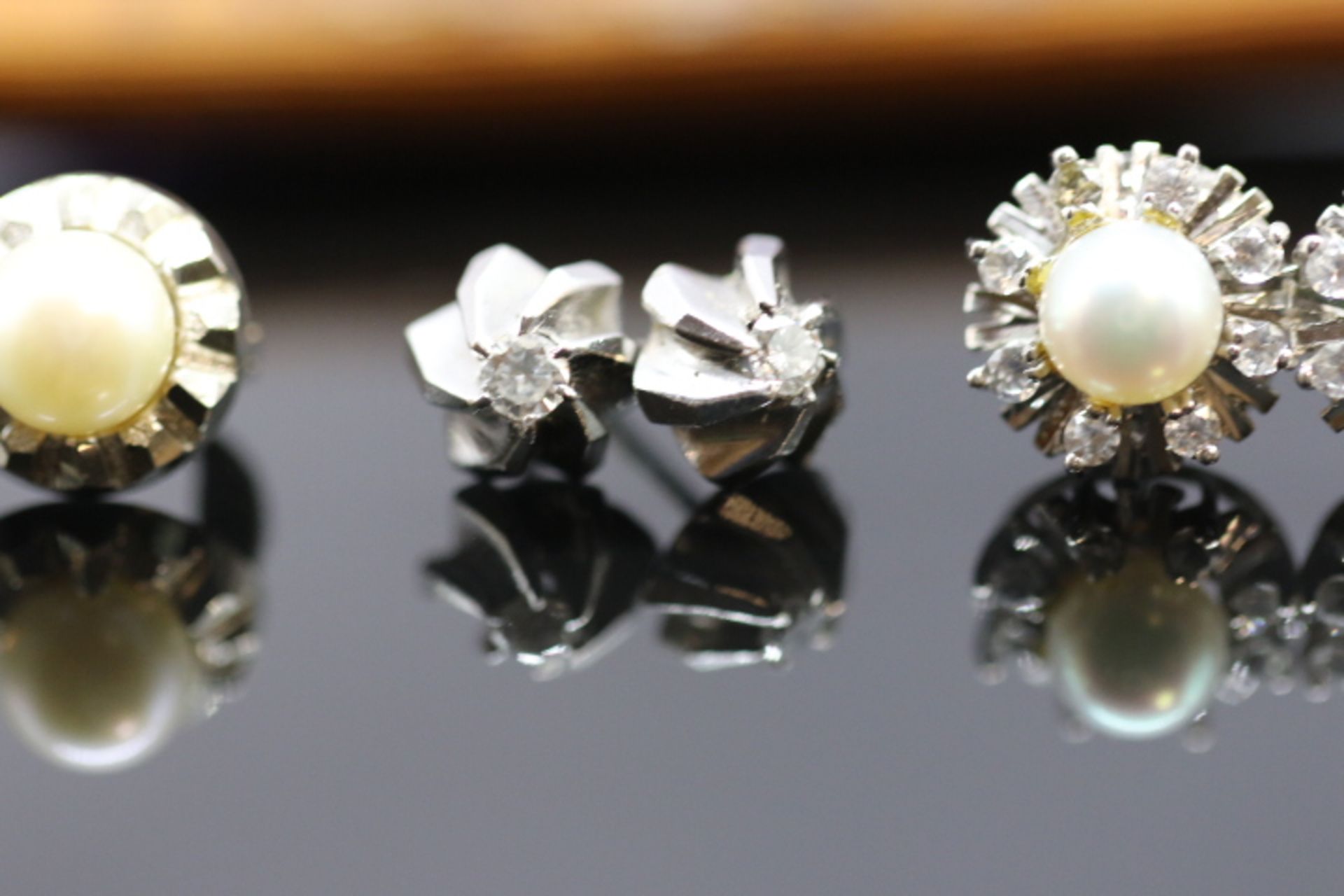 3 Paar Ohrstecker mit Brillanten und Perlen - Image 3 of 6