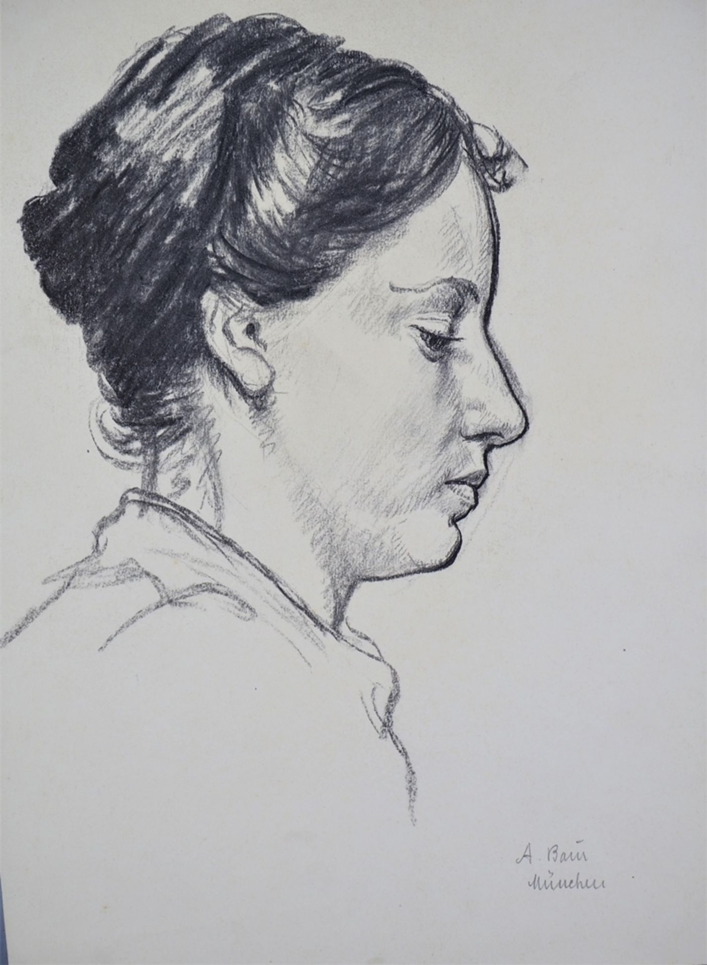 Anton Baur (1880, Biberach -1968, Munich) - 5 drawings, portraits of women. - Image 4 of 5