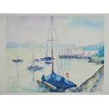 Albert Wilhelm Pfeiffer (*1901, Tübingen - 1987, Blaustein-Herrlingen b. Ulm) - Aquarell Boote am B