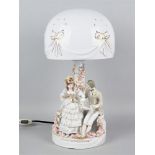 Porzellan Lampe mit Rokoko-Figuren