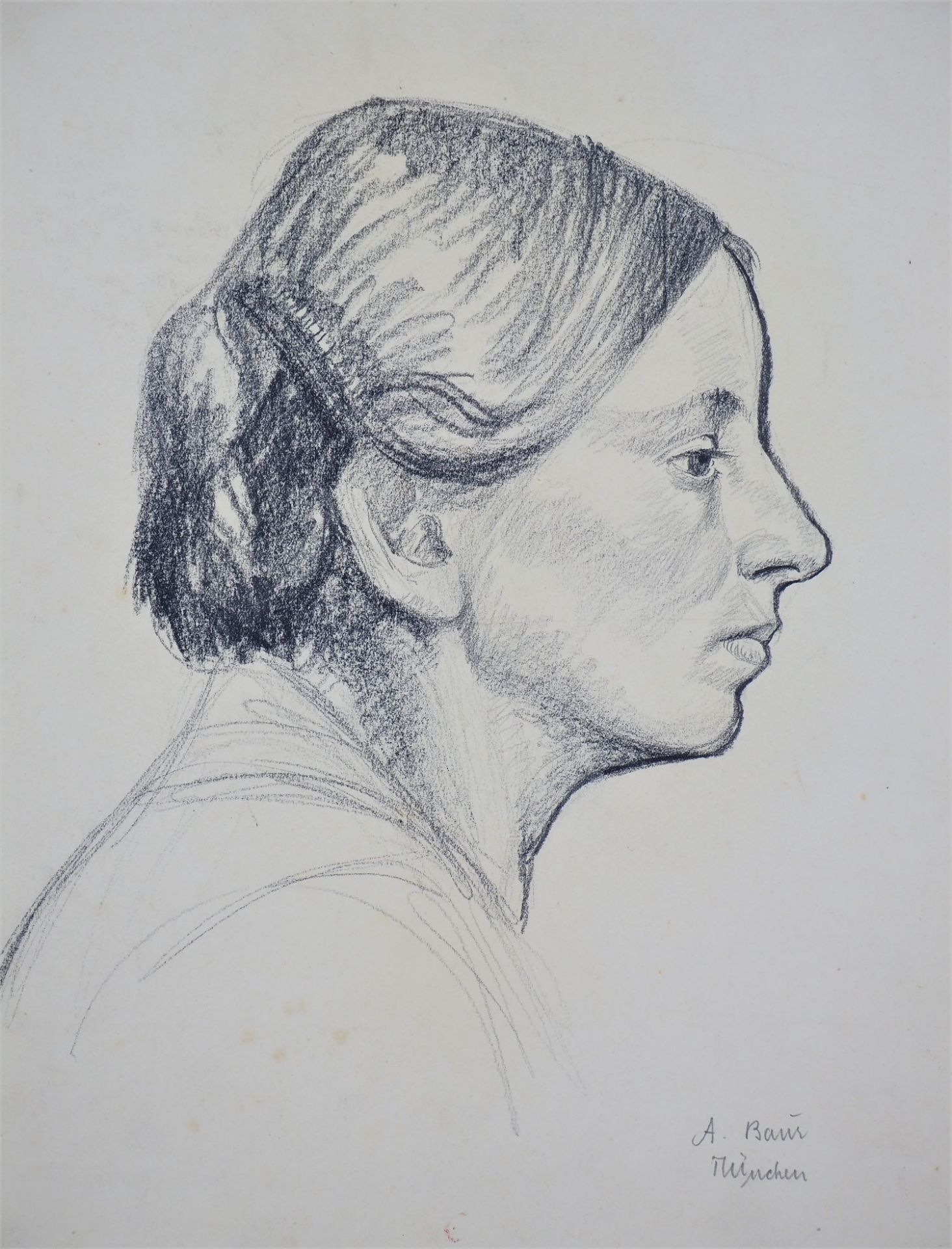 Anton Baur (1880, Biberach -1968, Munich) - 5 drawings, portraits of women. - Image 3 of 5