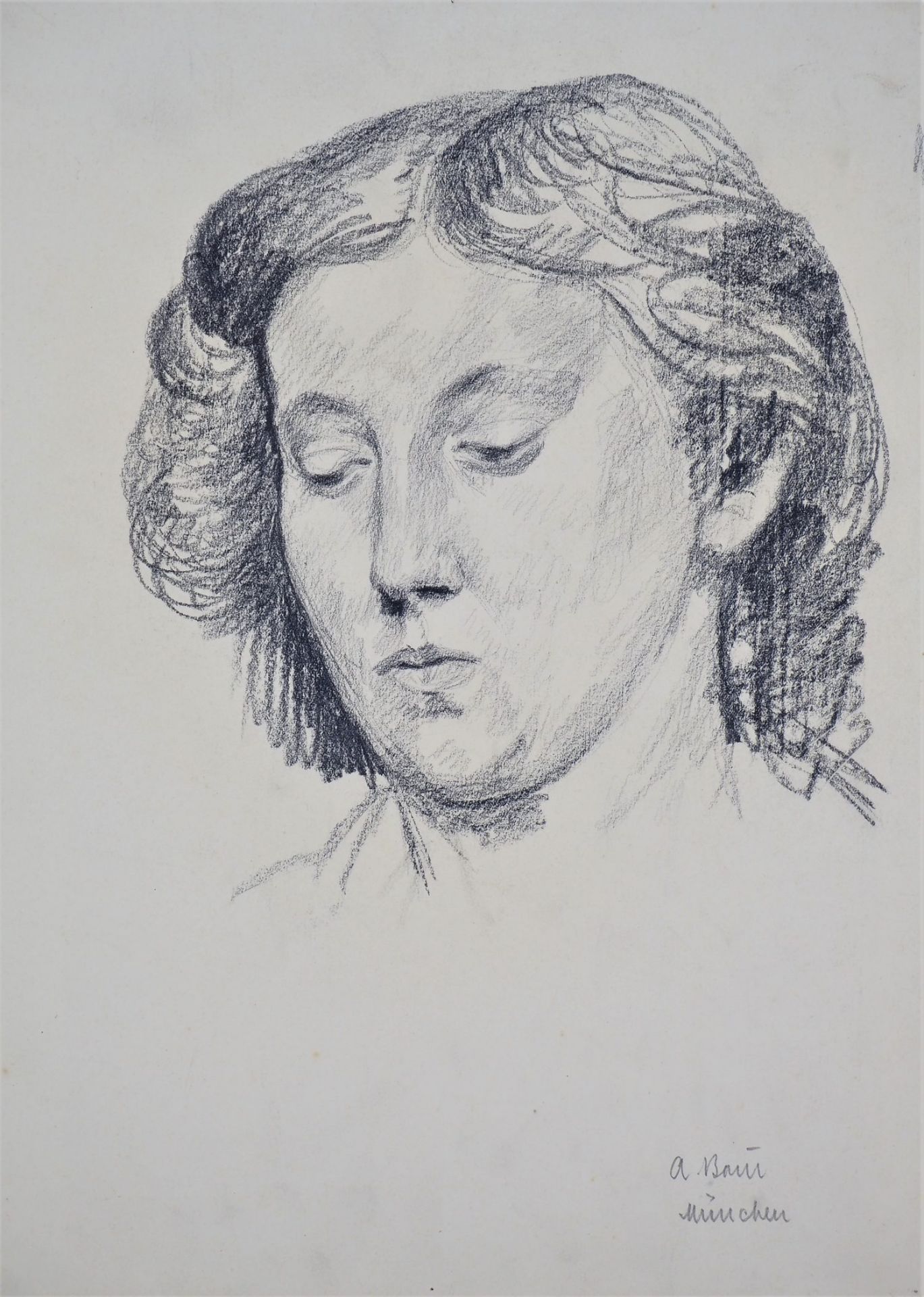 Anton Baur (1880, Biberach -1968, Munich) - 5 drawings, portraits of women. - Image 5 of 5