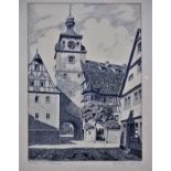 Federzeichnung Rothenburg ob der Tauber - sign. W. Friedrich, Weimar, 1933