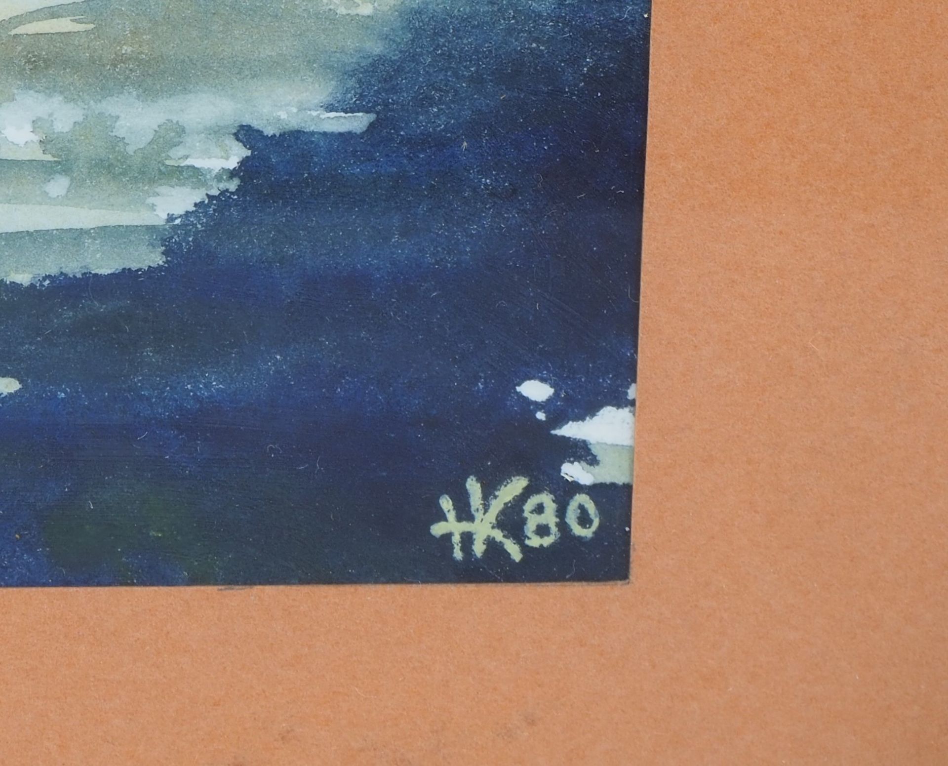Aquarell See mit Boot - sign. HK 1980 - Bild 2 aus 2