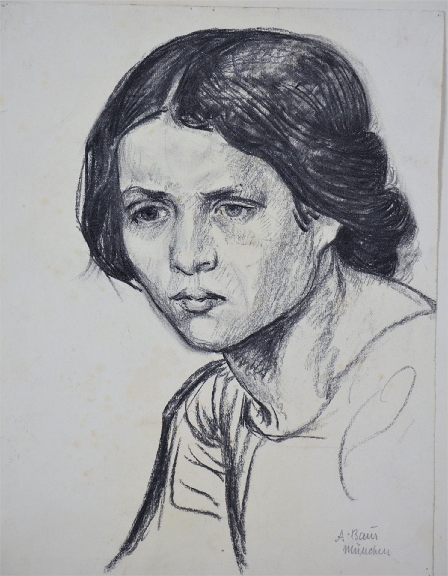 Anton Baur (1880, Biberach -1968, Munich) - 5 drawings, portraits of women. - Image 2 of 5