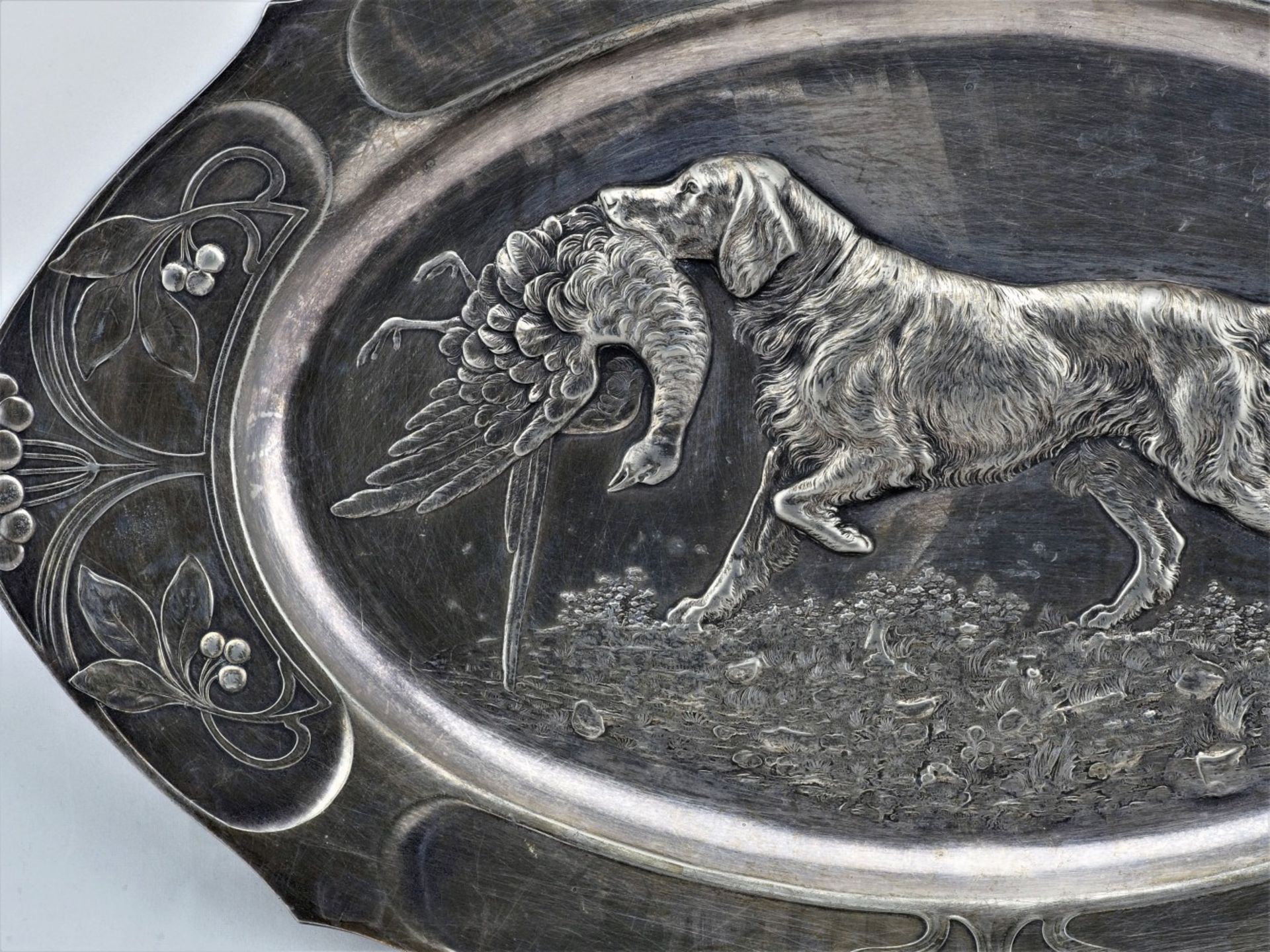 Art Nouveau bowl, WMF ostrich stamp, pewter, silver plated, around 1910 - Image 2 of 3