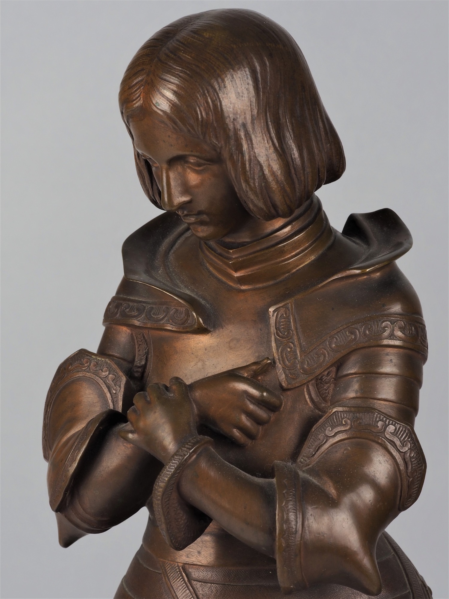 Bronze sculpture Marie D'Orléans  of Joan of Arc, around 1910. - Image 4 of 6