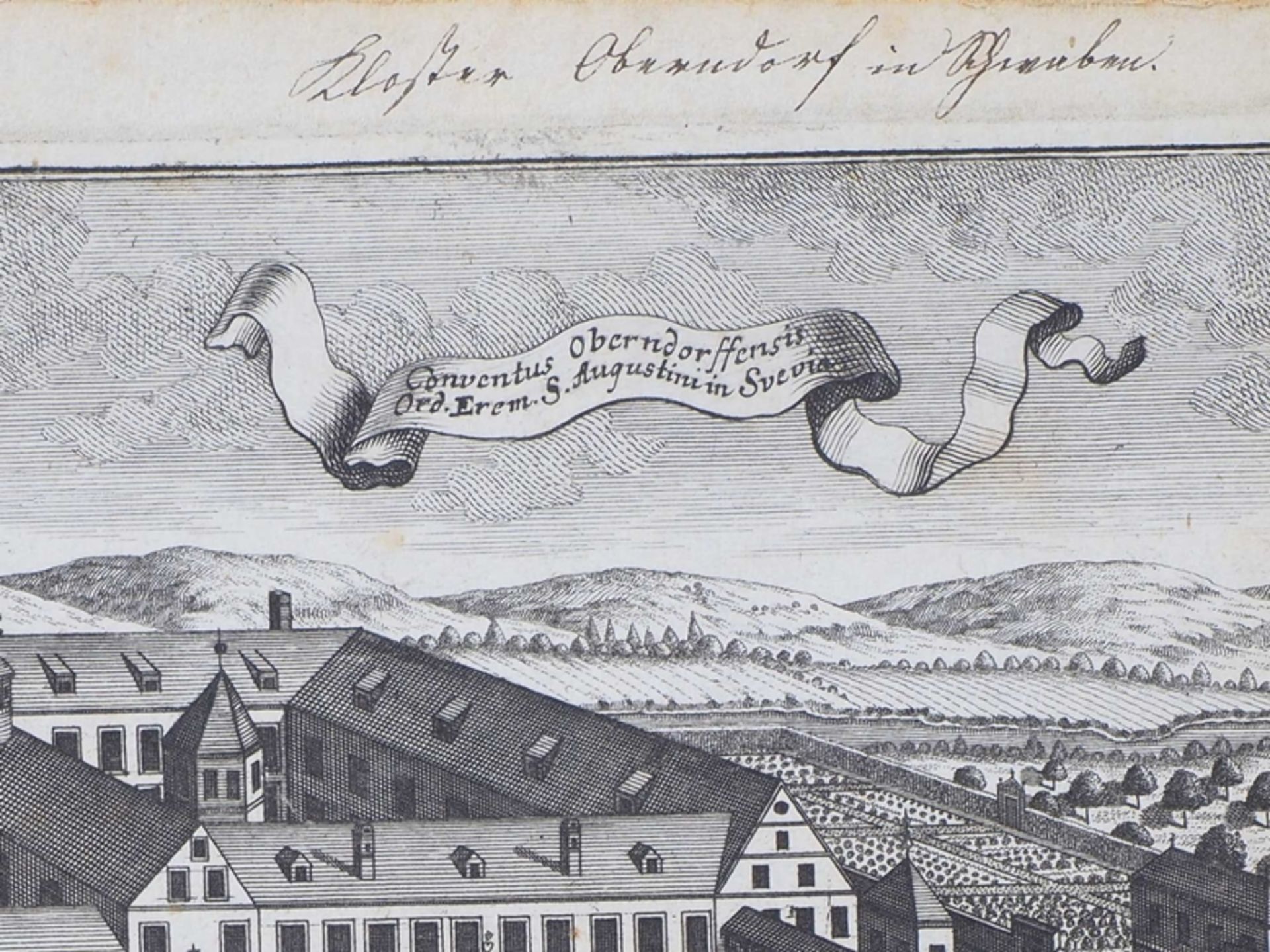 Seltener Kupferstich um 1730, Augustinerkloster Oberndorf, Johann Matthias Steidlin (1717-1754) - Bild 2 aus 3