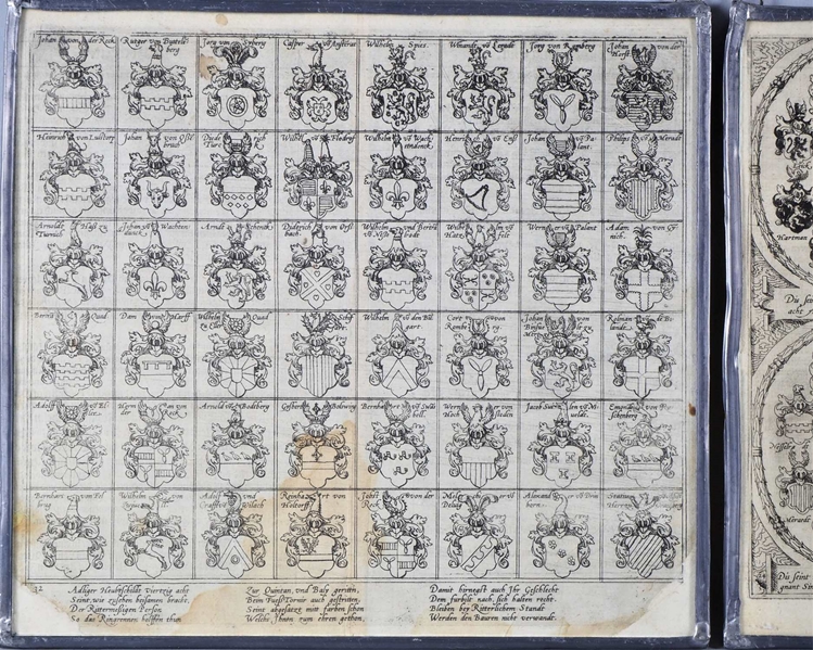 Description of Fürstlicher Güligscher Hochzeit: 2 sheets of heraldic plates for ring engraving, Düs - Image 2 of 5