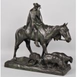 Bronze eines reitenden Schäfers mit Herde, Artur Hoffmann (1874 - 1960), um 1920/30