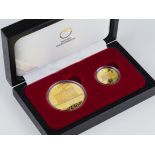25 Jahre Wiener Philharmoniker Goldmünzen Set, 1 Unze + 1/4 Unze