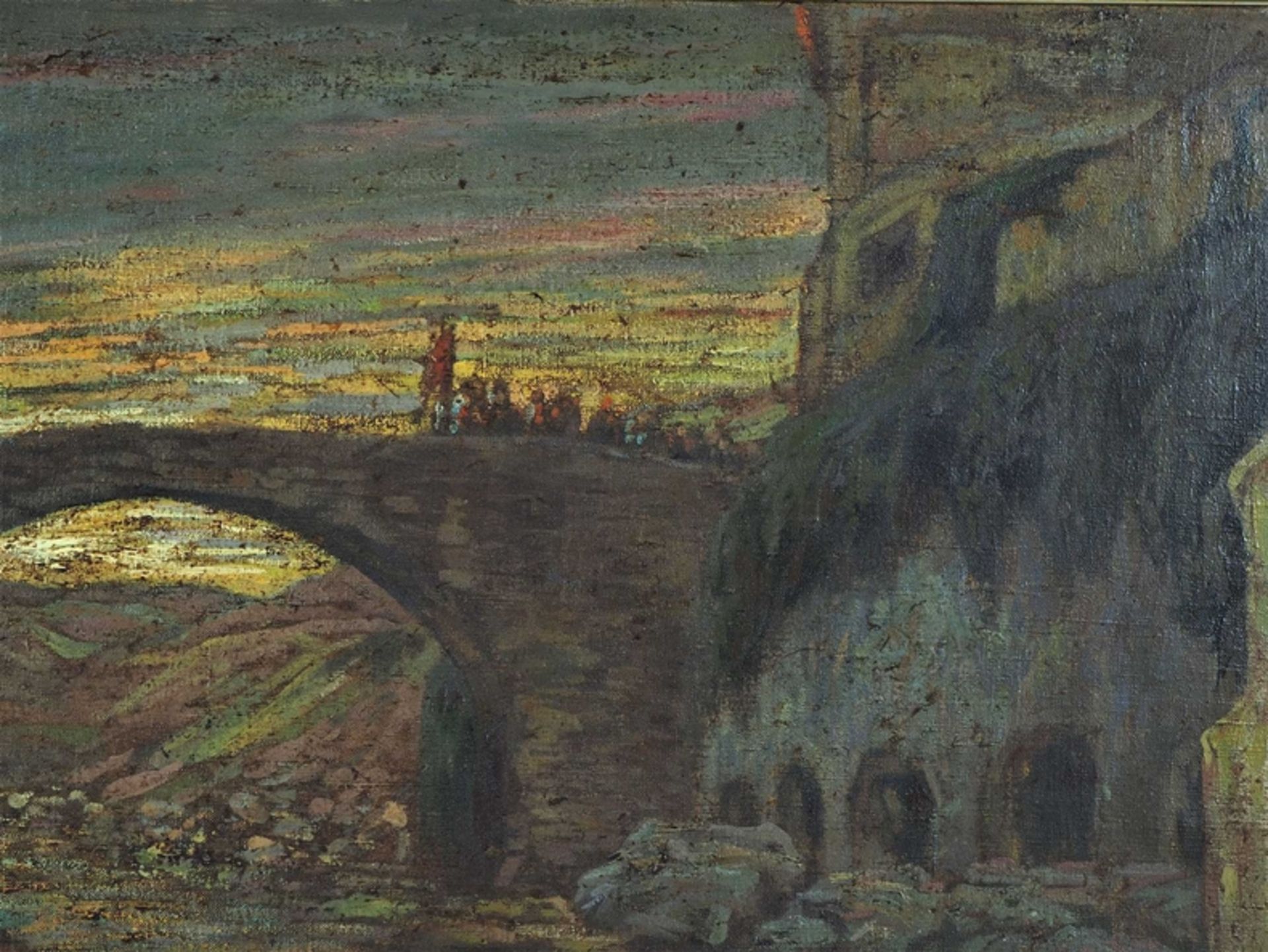 Clemens Fränkel (1872, Frankfurt am Main - 1944, wohl Auschwitz) - Brücke bei Sonnenuntergang - Bild 3 aus 5