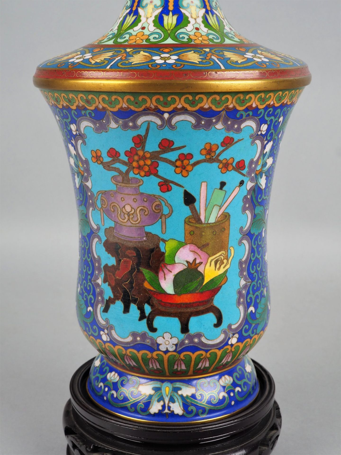 Vase mit Emaille Verzierungen, Cloisonné - Bild 3 aus 5