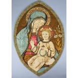 Stickerei Madonna mit Kind, um 1900