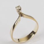 Solitär Brillantring, 14k Gold, 2,4g