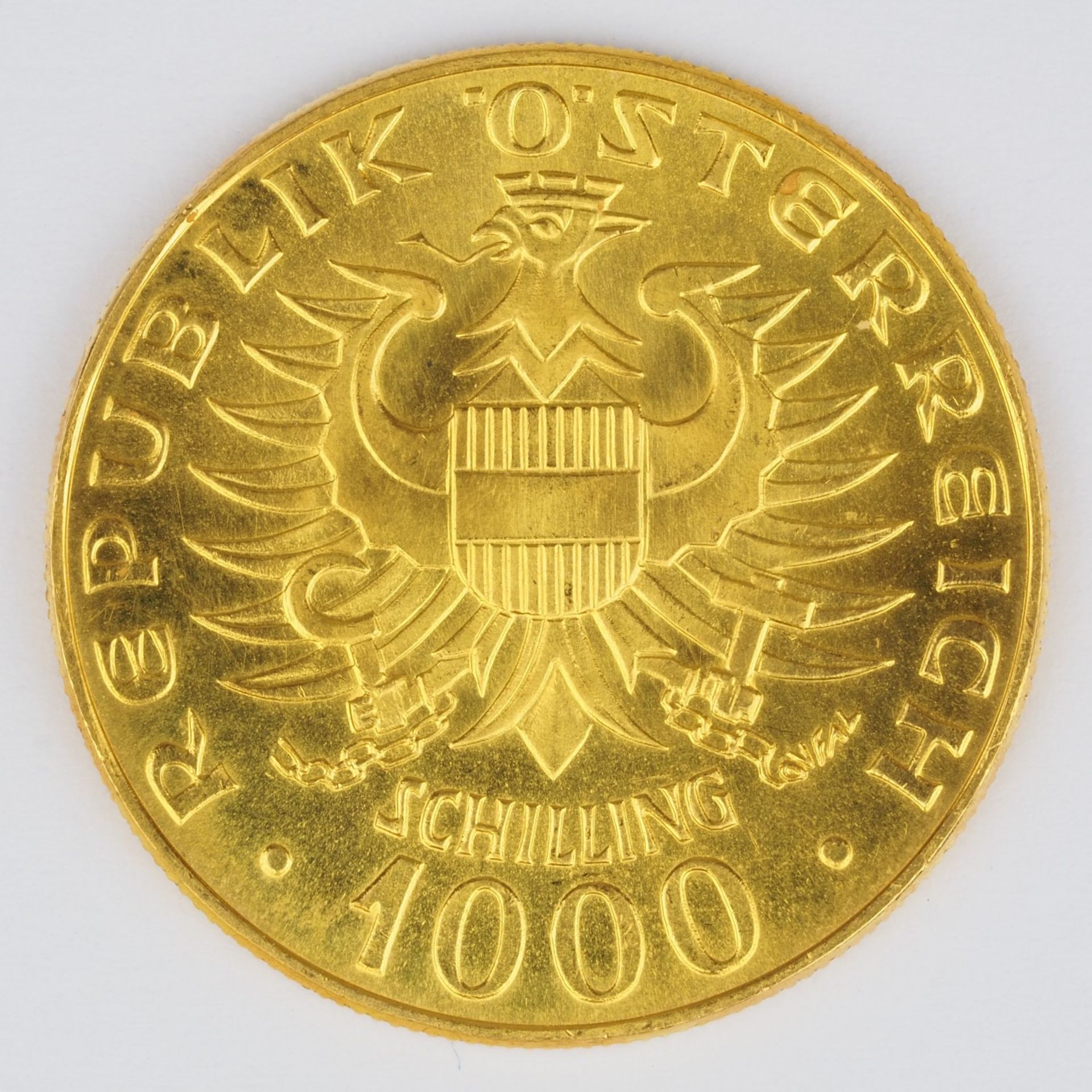 1000 Shilling gold coin, 1976, Babenberger. - Image 2 of 2