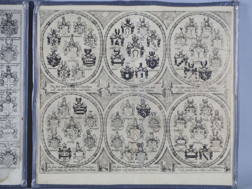 Description of Fürstlicher Güligscher Hochzeit: 2 sheets of heraldic plates for ring engraving, Düs - Image 3 of 5