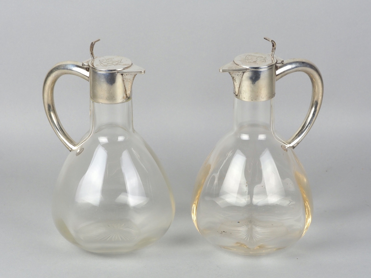 Pair of decanters around 1930, silver mount, Friedländer Bros. (1829-1938)