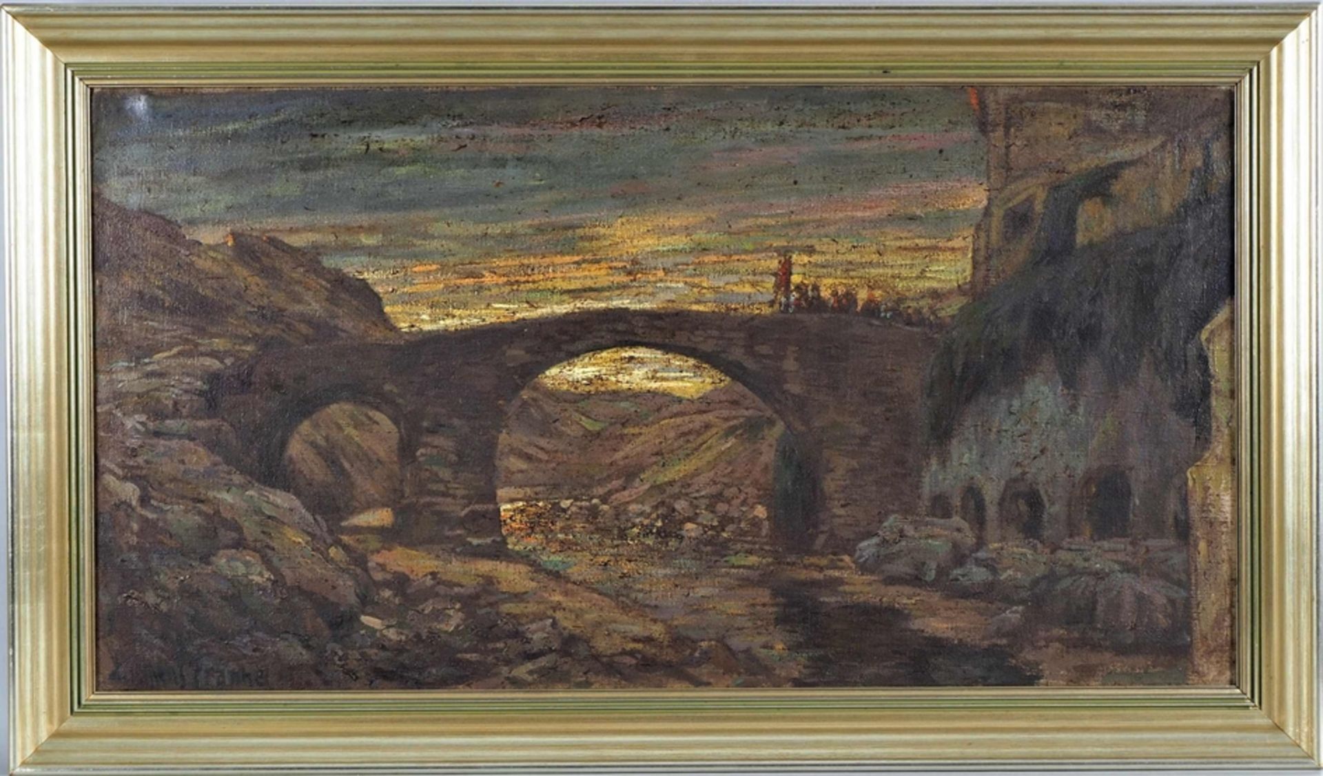 Clemens Fränkel (1872, Frankfurt am Main - 1944, wohl Auschwitz) - Brücke bei Sonnenuntergang