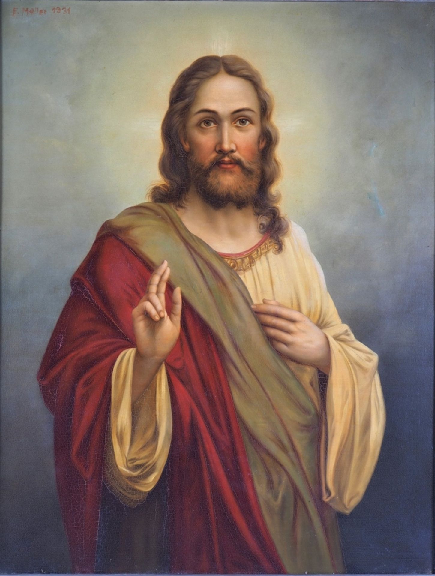 Großes Jesus Gemälde, sign. F. Müller 1931 - Bild 2 aus 7
