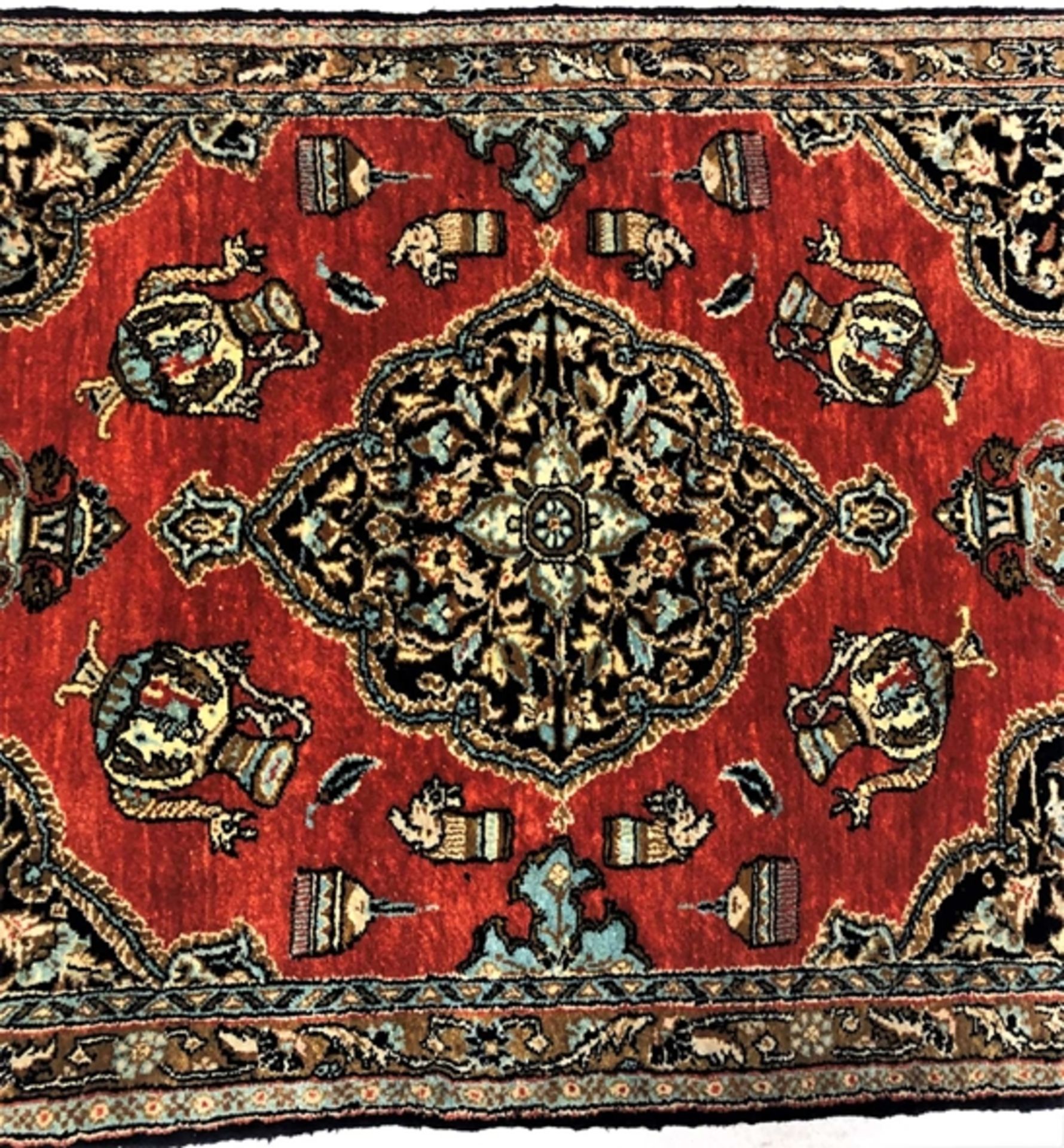 Kleiner Ghom Seidenteppich, fein, 78 x 53cm - Bild 2 aus 3