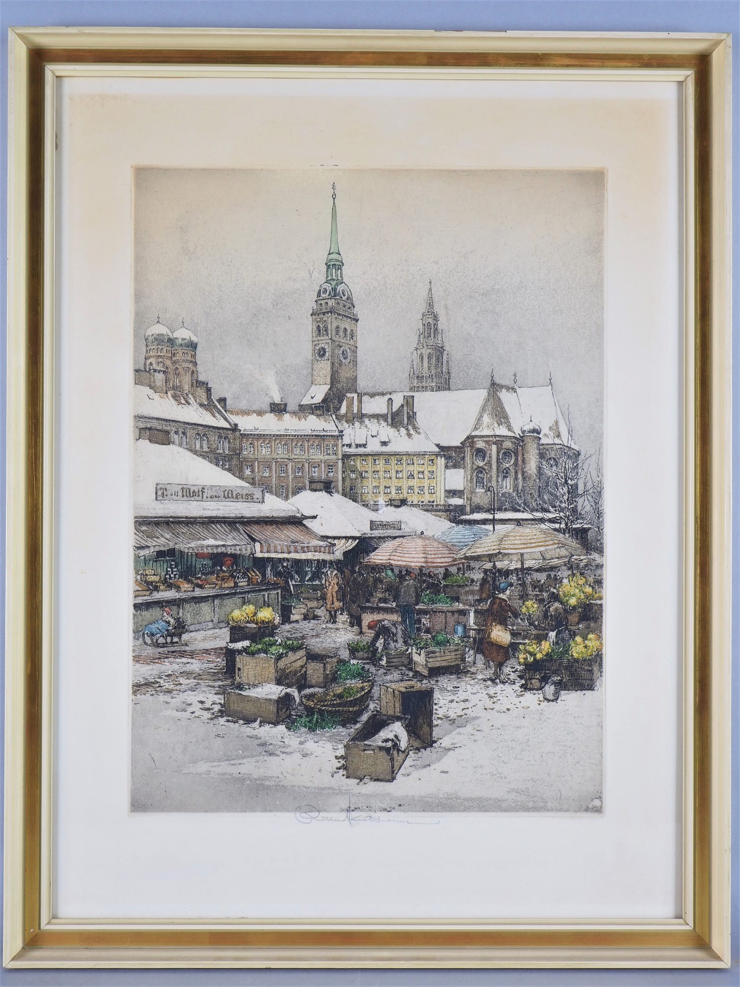 Colored etching Munich - Robert Kasimir (Vienna, Austria 1914 - 2002) - Image 2 of 3