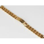 Massives 18kt Gold Armband, Panzerkette mit Monogrammfeld und Diamanten