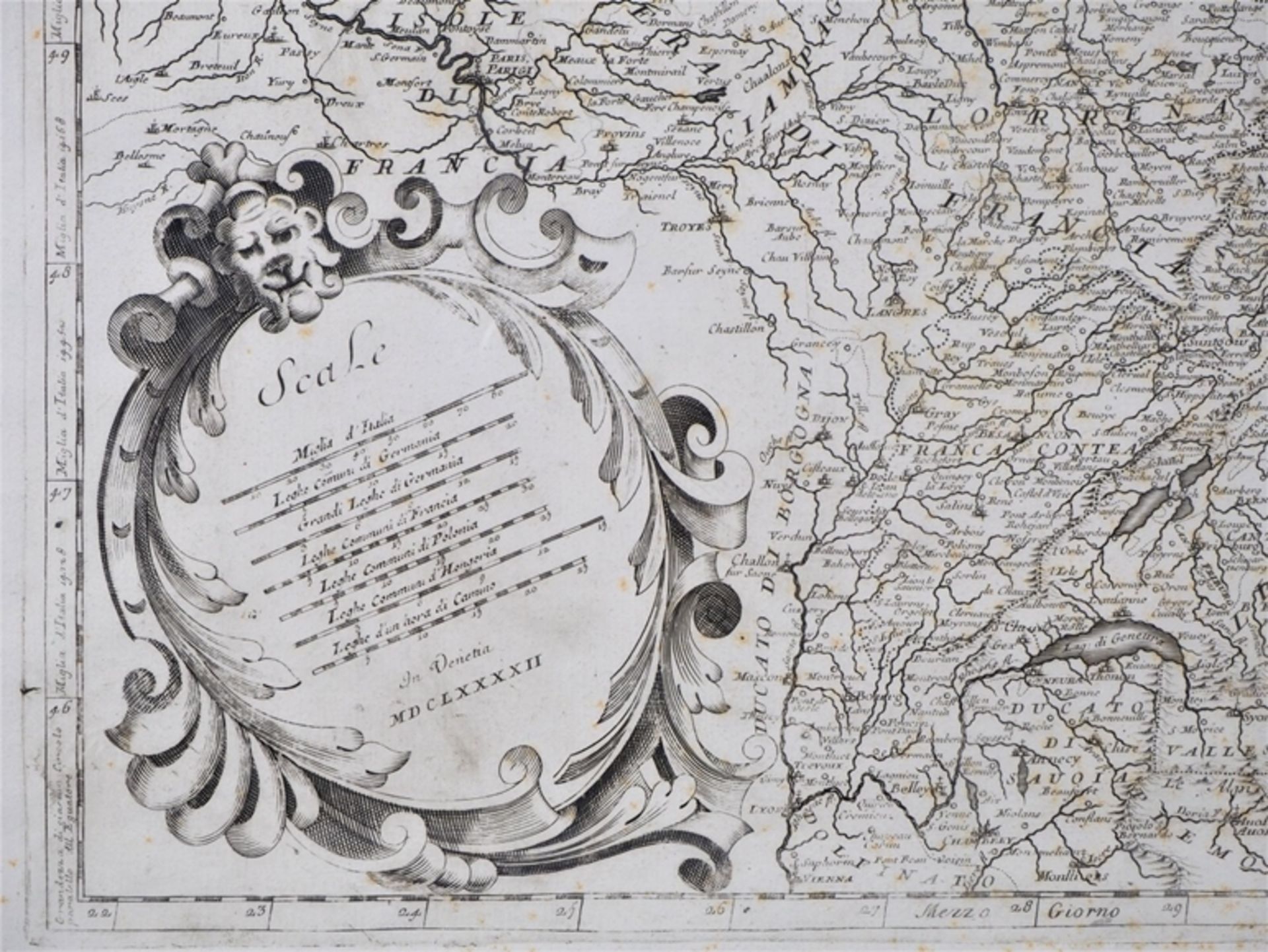 Map Germania Parte Occidentale, Coronelli, Venice, 1692. - Image 6 of 8
