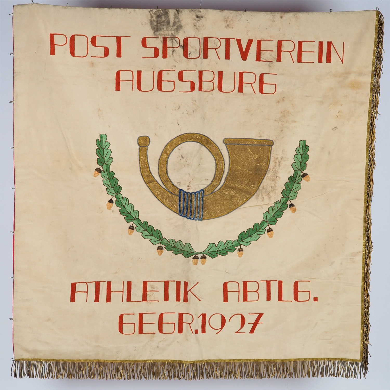 Unique piece: Third Reich, embroidered NS flag around 1933, Post Sports Club Augsburg & sovereign e - Image 6 of 22