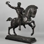 Heroische Bronze eines Kriegers auf dem Rücken eines galoppierenden Pferdes von Berthold Stölzer 19